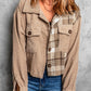 Corduroy Plaid Dropped Shoulder Jacket For Women - Eccentric You