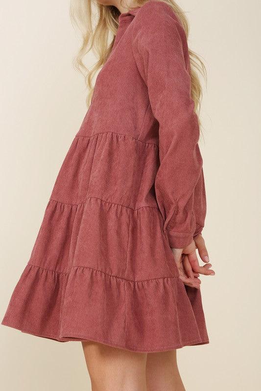 Corduroy Tiered Dress - Eccentric You