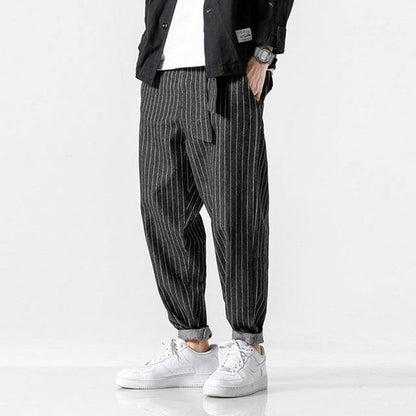 Sinicism Men's 2019 Streetwear Loose Denim Pants Men Autumn Winter Striped Oversize Harem Pants Male Fashion Pockets Jeans - Eccentric You