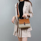Genuine Leather Contrast Color Shoulder Bag - Eccentric You