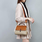 Genuine Leather Contrast Color Shoulder Bag - Eccentric You