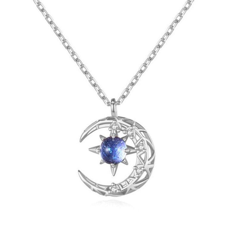 Blue Moonstone luxury crescent Necklace - Eccentric You