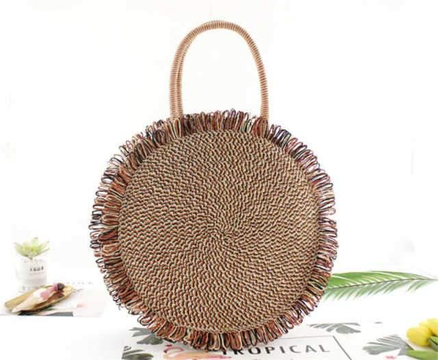 Round Fringed Straw Bag - Eccentric You