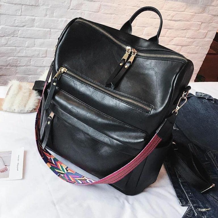 black label hipster leather backpack Vintage Vegan Leather Backpack – Eccentric You