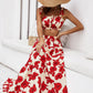 Floral Tie Shoulder Top and Tiered Maxi Skirt Set