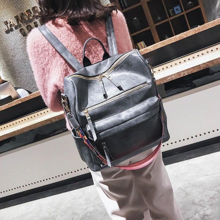 3 zipper compartment vegan leather backpack Vintage Vegan Leather Backpack – Eccentric You