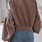 Lantern Sleeve Cropped Corduroy Jacket - Eccentric You