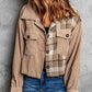 Corduroy Plaid Dropped Shoulder Jacket For Women - Eccentric You