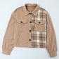Corduroy Plaid Dropped Shoulder Jacket For Women - Eccentric You