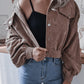 Lantern Sleeve Cropped Corduroy Jacket - Eccentric You