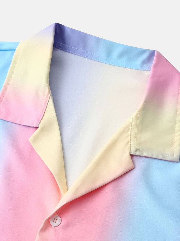 Men's Rainbow Color Short Sleeve Shirt